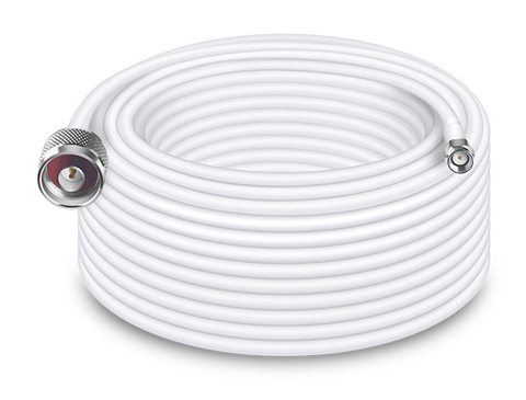 Low-loss coaxial cable used in signal booster installation